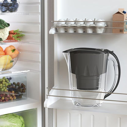 AQUAPHOR Water Filter Jug Amethyst Black 1 X MAXFOR+ Filter Included I Capacity 2.8l I Fits in the Fridge Door I Reduces Limescale Chlorine & Microplastics