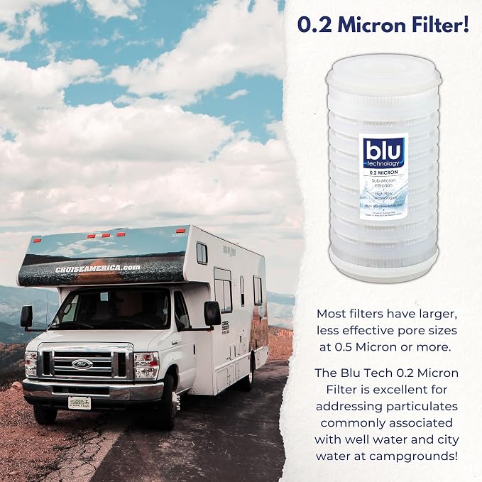 GoBluTech Trio RV Water Filter Recharge Pack for R3 & AR3-2.5” x 5” for RV Water Filter System, 0.2 Micron High Flow, Granular Activated Carbon “Tasty”, and Sediment “Longevity” - US Veteran Owned