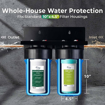 iSpring F2WGB21BKSNC Whole House Water Filter Replacement Pack, SGS-Tested to Remove up to 94.4% of Chloramine, Reduces Heavy Metals, Lead, Chlorine, Sediment, 10” x 4.5” Filters, Fits WGB21B-KSNC