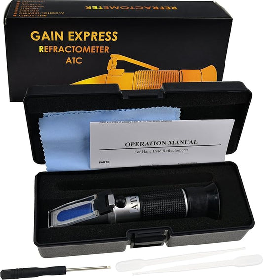 3-in-1 Automotive Battery Antifreeze Refractometer, -60~0°C Ethylene/ -50~0°C Propylene Glycol/ 1.100-1.400 Battery Fluids Specific Gravity, Battery Charge Test Cooling System Coolant Freezing Point