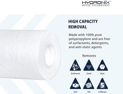 Hydronix SDC-25-2005 Whole House, RO Systems or Commercial Use Sediment Water Filter Cartridge 2.5" x 20" - 5 micron (PACK OF 4)