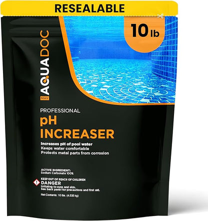 MAV AquaDoc pH Up for Swimming Pools - 10lb - pH Increaser for Pool Water - Sodium Carbonate Soda Ash for Swimming Pools - Pool Chemicals Made in The USA