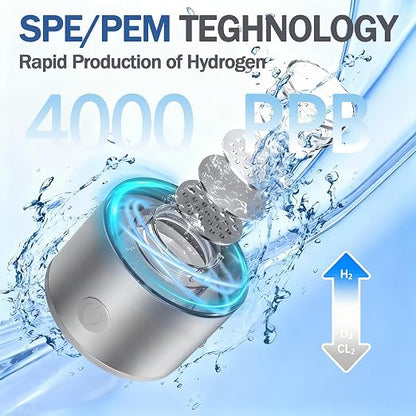Hydrogen Water Bottle Generator, Up to 4000 PPB, with SPE/PEM Technology, for Home Office Travel Fitness Drinking, Portable USB Rechargeable High-Concentration Hydrogen Water Maker