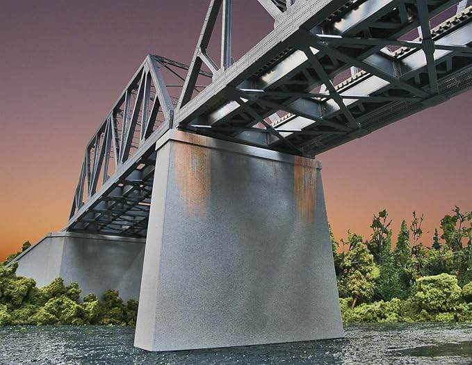 Walthers Cornerstone HO Scale Double-Track Railroad Bridge Concrete Pier 2 Pack Train Collectable Train