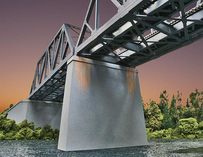 Walthers Cornerstone HO Scale Double-Track Railroad Bridge Concrete Pier 2 Pack Train Collectable Train