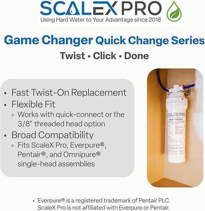 Game Changer 12” Hard Water Scale Prevention Filter – Salt-Free NAC Technology Prevents Scale Up to 26 Grains, Removes Chlorine & Other Common Municipal Water Chemicals, 6,000 Gallons