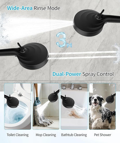 Filtered Shower Head with Handheld, 10 Spray Mode High Pressure Shower Head with Filters, Shower Filter Head for Hard Water, Powerful Spray for Cleaning, 2 Replaceable Filters Included, Black