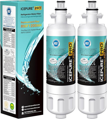 ICEPURE PRO ADQ36006101 NSF/ANSI 401 Certified Replacement for LG LT700P Kenmore Elite 46-9690 ADQ36006102 HDX FML-3 LT700PC LFX28968ST LFXS29626S RWF1052 RWF1200A Refrigerator Water Filter 2PACK