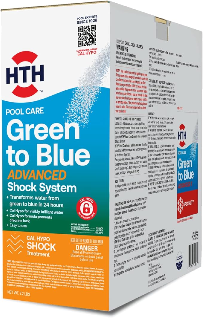 HTH Swimming Pool Care Shock and Green to Blue Systems (1lb x 6 Packs) and (1 Kit)