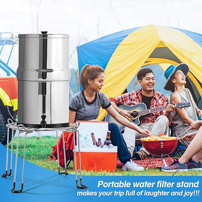 Dreyoo 10" Diameter by 8" Tall Gravity Fed Water Filter System Stand, Detachable Stainless Steel Under Sink & Countertop Filtration Stand Compatible with Berkey Water Filter,Royal,Travel System