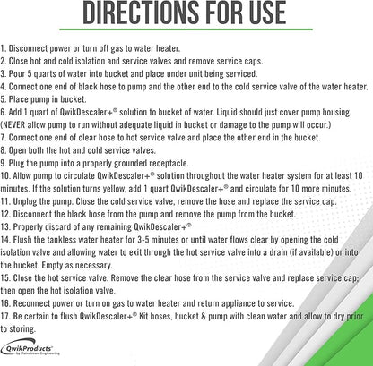 QwikProducts QwikDescaler + Concentrated Descaler Solution, Tankless Water Heater Descaling Solvent for Heat Exchanger, Quickly Dissolves Scale, Lime, Tarnish and Deposits, 1 Gallon