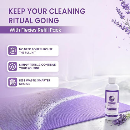 Flexies Foaming Yoga Mat Cleaner Refill Pack | Plant-Based Foaming Spray | Deep Cleans Yoga and Pilates Mats, 6.76 fl oz, Lavender