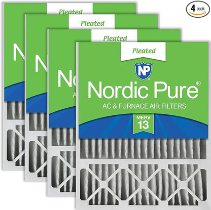 Nordic Pure 20x25x5 Honeywell/Lennox Replacement MERV 13 Air Filters 4 Pack | Actual Size: 19 7/8 x 24 7/8 x 4 3/8 Made in USA, Advanced HVAC Filtration, Mid-Sized Airborne Particles, Pet Dander & Smoke