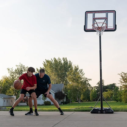 Lifetime Portable Basketball Hoop, Adjustable Height 7.5-10 Ft, 44 Inch Shatterproof Fusion Backboard, Base with Wheels