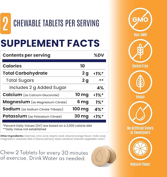 SaltStick Electrolyte FastChews - 120 Count Orange Flavor - Chewable Electrolyte Tablets for Hydration, Salt Tabs - 10 Count (Pack of 12)