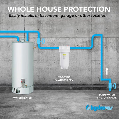 HYDROVOS 10" x 4.5" Large Capacity Whole House Water Filter Housing, NSF Certified, 1” NPTF Port, Pressure Relief Button, Reduces Sediment, 10-Inch Universal Housing for Well and City Water