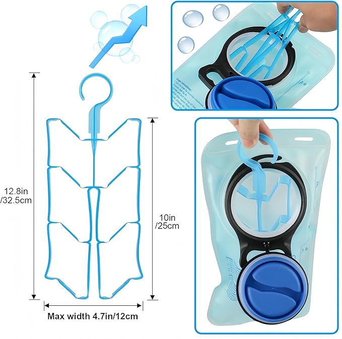 4PCS Outdoor Backpack Reservoir Cleaning and Drying Kit Flexible Brushes for Hose and Bite Valve Collapsible Drying Frame Carrying Pouch for Hydration Bladder Maintenance