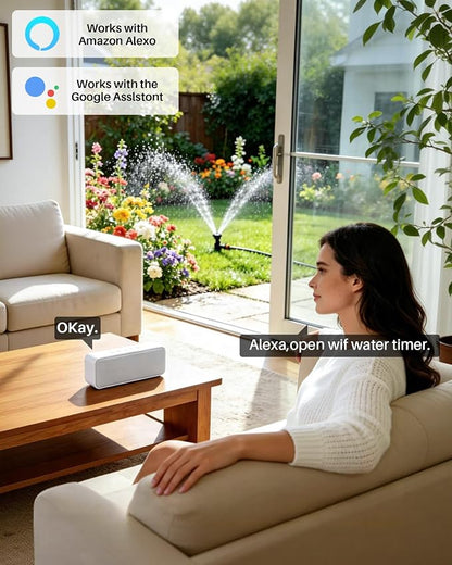 WiFi Water Timer 3 Outlet for Garden Hose, Smart Sprinkler Controller with 984ft RF Range, Smart Lawn Watering System Irrigation Timer, APP/Voice Control, Rain Delay, Manual Irrigation