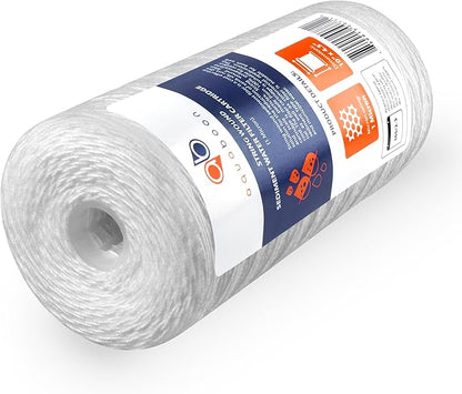 Aquaboon 1 Micron String Wound Water Filter 10x4.5 Replacement - Whole House Water Filter Cartridge Compatible with WP5BB97P,WP10BB97P, AP810, 4-Pack