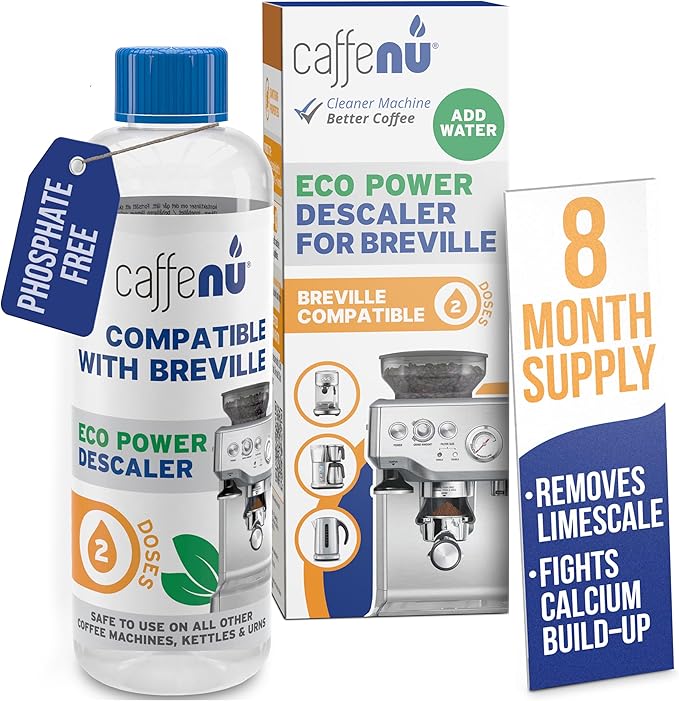 Breville Compatible Descaling Solution. Bottle of Descaler Solution. Descaling Kit Removes Limescale For Hotter Coffee. 2 Uses Descaler For Breville Coffee Machines.