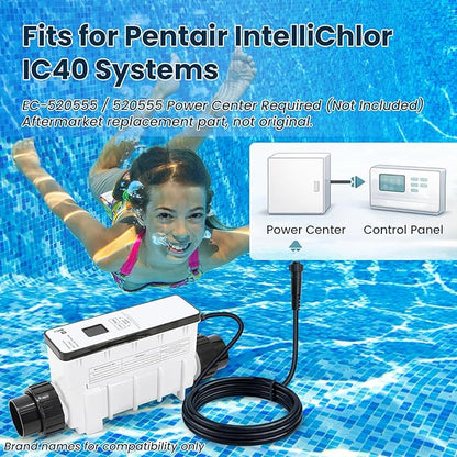 IC40 Salt Cell Saltwater Chlorine Generator,Replacement Cell Fit for Pentair IntelliChlor IC40,EC-520555 520555 Power Center,Salt Chlorinator System for Inground Pools up to 40,000 Gallons
