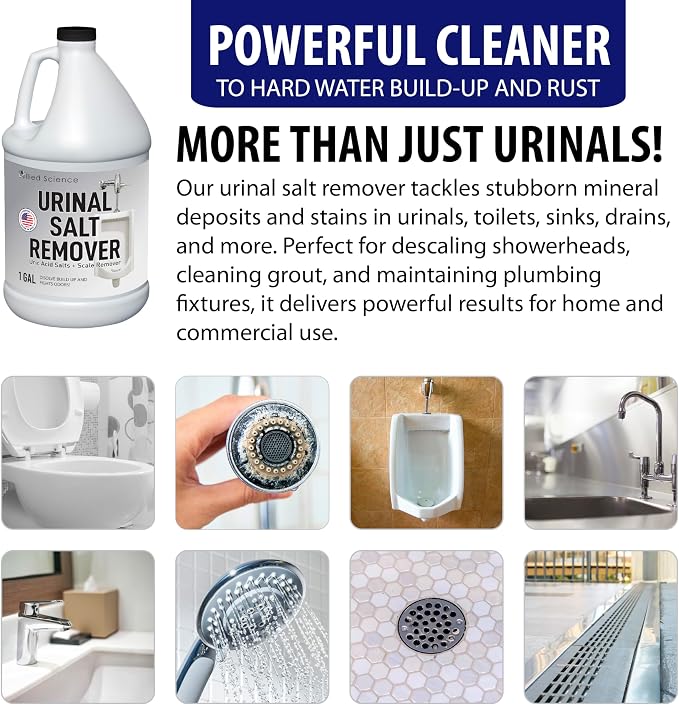 Allied Science Urinal Salt Remover - Uric Acid Salts Scale Remover Unclogs Urinals and Removes Uric Acid Odors - 4 Gallons