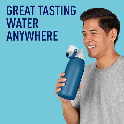 Brita Stainless Steel Premium Filtering Water Bottle, BPA-Free, Insulated, Replaces 300 Plastic Water Bottles, Filter Lasts 2 Months or 40 Gallons, Includes 1 Filter, Marina - 32 oz (Pack of 12)