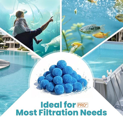 6.2 lbs Pool Filter Balls for Sand Filters, Reusable Blue Filter Media Balls for All Sand Filter Systems, Efficient & Lightweight Pool Sand Filter Balls, Replaces 200 lbs Pool Filter Sand