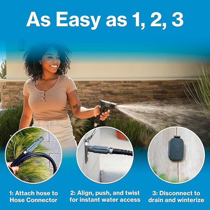 Aquor House Hydrant V2+ Frost Free Outdoor Faucet, Anti Siphon Valve with Quick Connect, Frost Proof Flush Wall Hose Bib, 6 inch Stem, 7-9/16 inch Install Depth, Slate Gray