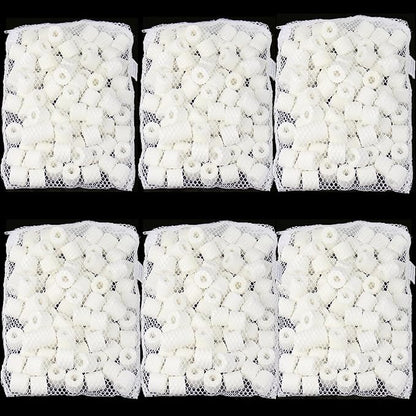 AQUANEAT Bio Ceramic Rings 6 lbs Aquarium Sump Filter Media Fish Tank Koi Pond Canister Filter Media in 6 Free Mesh Bags