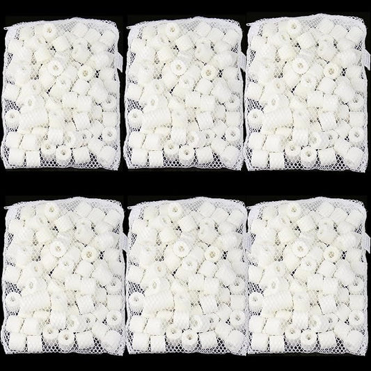 AQUANEAT Bio Ceramic Rings 6 lbs Aquarium Sump Filter Media Fish Tank Koi Pond Canister Filter Media in 6 Free Mesh Bags
