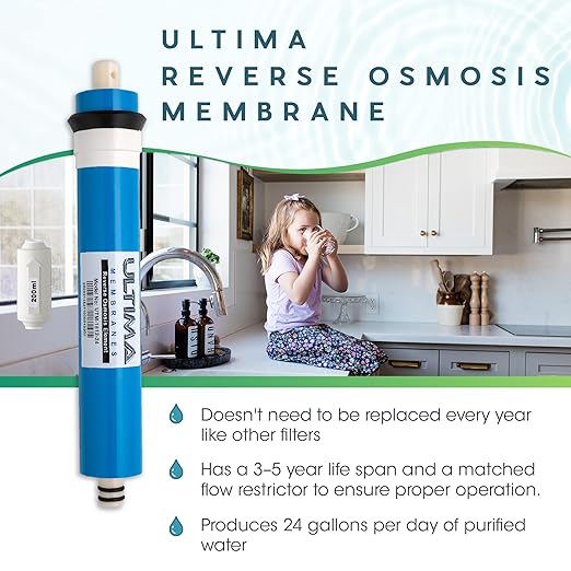 Ultima Universal Reverse Osmosis Membrane, Water Filter System Replacement Cartridge for Undercounter and Undersink Filter (50 GPD)