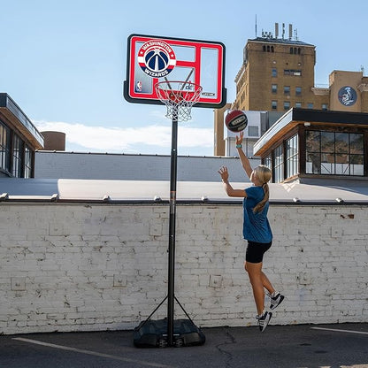 Lifetime NBA Washington Wizards Portable Basketball Hoop, Adjustable Height 7.5-10 Ft, 44 Inch Shatterproof Fusion Backboard, Base with Wheels
