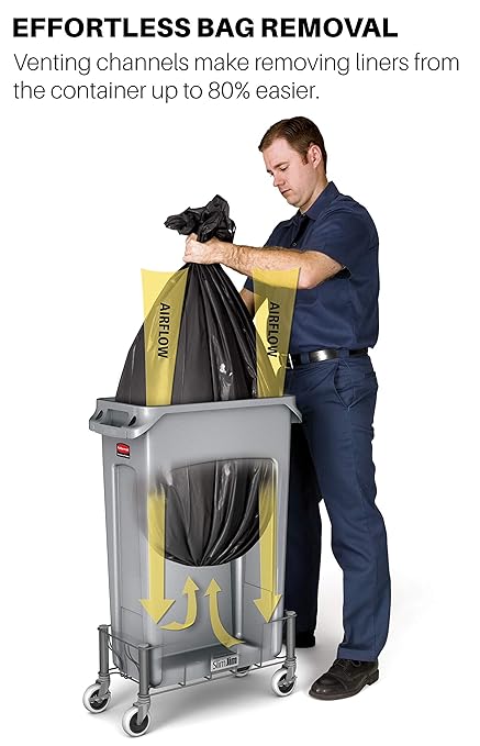 Rubbermaid Commercial Products Slim Jim Trash/Garbage Can with Venting Channels, 23-Gallon, Yellow, for Kitchen/Office/Workspace, Pack of 4
