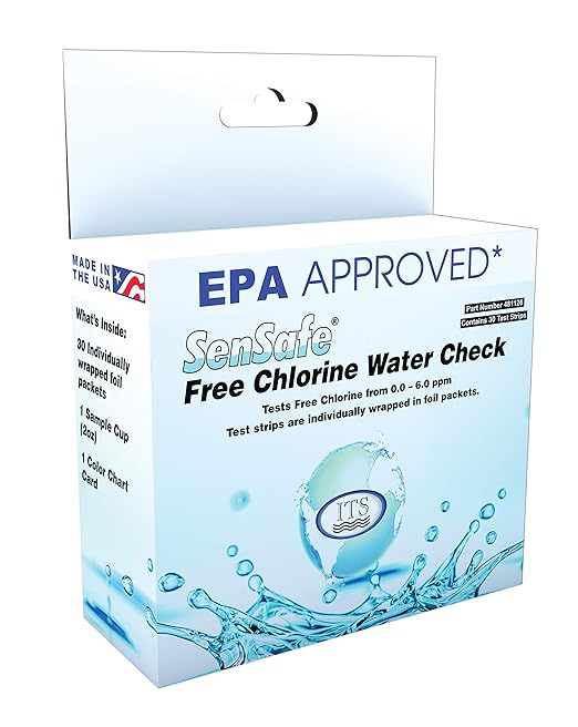 Industrial Test Systems SenSafe 481126 Free Chlorine Test Strip, 40 Seconds Test Time, 0-6ppm Range (Pack of 30)
