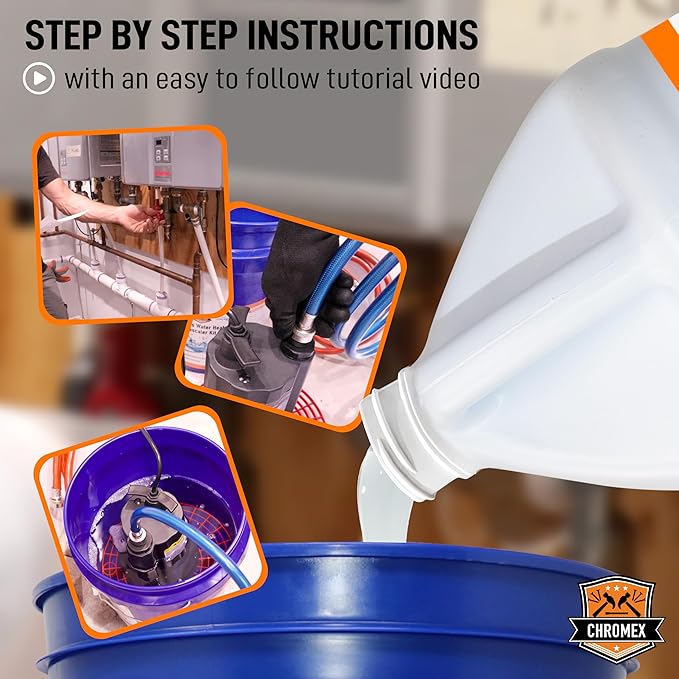 Chromex Tankless Water Heater Descaling Solution | Highly Effective Descale (4 gallon) (4)