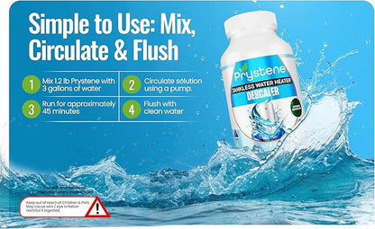 Tankless Water Heater Descaler - Professional Powder Cleaner (1.2 lbs) - Removes Limescale & Restores Efficiency - Compatible with Rinnai, Rheem, Navien, Noritz - Food Grade, Made in USA