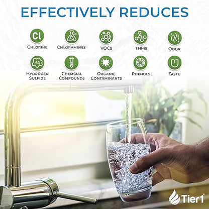 Tier1 Whole House Water Filter System | 900,000 Gallon Chloramine Reduction Capacity | Pre-Filled Upflow Tank with 1 Cu Ft Catalytic Granular Activated Carbon | Home Filtration System