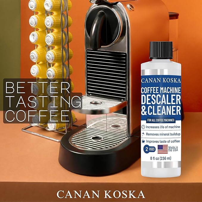 Coffee Machine Descaler 8 oz – Universal Descaling Solution for All Coffee Makers Drip Machines – Removes Limescale Calcium Buildup – 2 Uses (1, 8 Fl Oz (Pack of 1))