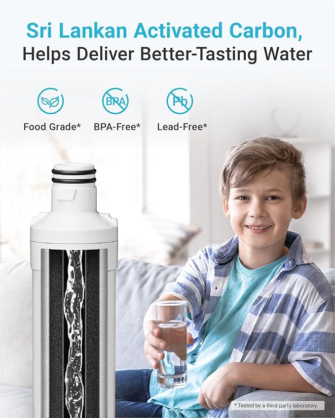 AQUA CREST LT1000PC ADQ747935 MDJ64844601 NSF Certified Refrigerator Water Filter, Replacement for LG® LT1000P®, LT1000PCS, ADQ74793501, ADQ74793502, Kenmore 469980, 9980, Pack of 2