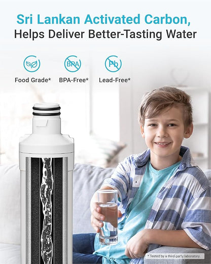 AQUA CREST LT1000PC ADQ747935 MDJ64844601 NSF Certified Refrigerator Water Filter, Replacement for LG® LT1000P®, LT1000PCS, ADQ74793501, ADQ74793502, Kenmore 469980, 9980, Pack of 2