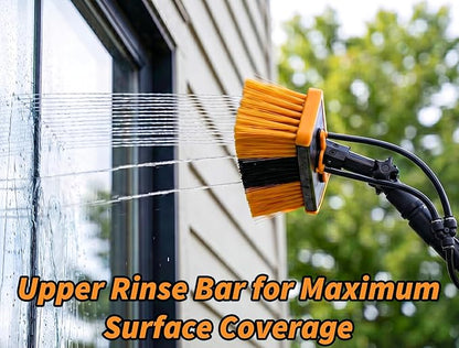 4-12 ft Water Fed Pole Window Cleaning System // Professional Telescopic Solar Panel Cleaning Equipment // Water Fed Brush with Upper Rinse Bar, 10" Squeegee, Water Filter, Soap Dispenser & Water Hose