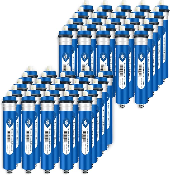 Membrane Solutions 100 GPD Reverse Osmosis Membrane 11.75"x1.75" RO Membrane Water Filter Replacement Fits Under Sink RO Drinking Water Purifier System, 50 Pack