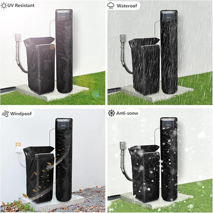 Water Softener Cover,Outdoor Insulated Water Softener Tank Cover with Top Transparent PVC Window + Brine Tank Cover with Split Zipper Opening - Prevent Sweating (Black)