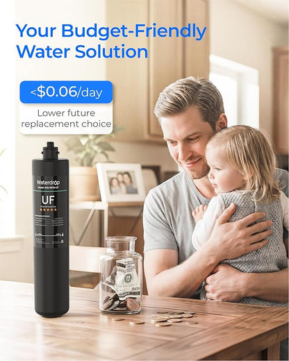 Waterdrop RF15-UF 0.01 μm Water Filter Replacement for Waterdrop 15UA/15UA-UF/15UB/15UB-UF/15UC/15UC-UF Under Sink Water Filter, Reduces Lead, Chlorine, Bad Taste & Odor, 2 Years