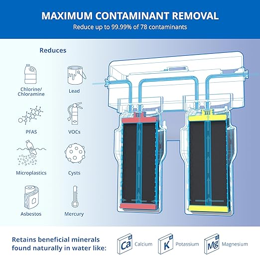Aquasana Under Sink Water Filter | 2-Stage Filtration | Reduces up to 99.99% of PFAS, Lead, Chlorine, Cysts, & More | Under Counter Drinking Water Filter | Oil-Rubbed Bronze Faucet | AQ-6200-ORB