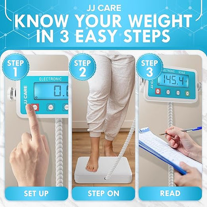 JJ CARE Medical Scale (660 lbs) - Professional Grade Body Weight Scale. Easy-to-Read LCD Display | Heavy-Duty Wrestling Scale for Home, Gym, Hospital, Physicians and Clinical Use