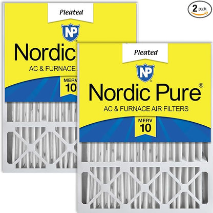 Nordic Pure 20x25x5 Honeywell/Lennox Replacement MERV 10 Air Filters 2 Pack | Actual Size: 19 7/8 x 24 7/8 x 4 3/8 Made in USA, Advanced HVAC Filtration, Mid-Sized Airborne Particles & Pet Dander