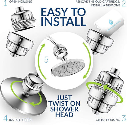 15 Stage Replacement Cartridge with Silver for Shower Filter Showerheads - Universal size Refill Block - Remove chlorine flouride - Replacements Cartridges for similar Filters like AquaBliss