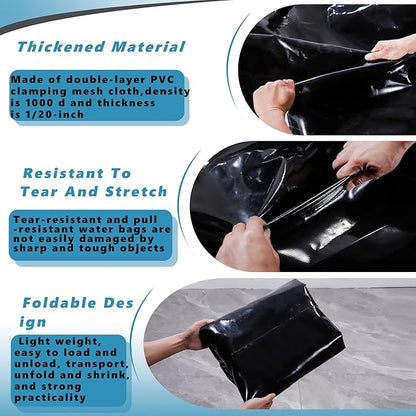 GHOSOONE 1400 L/370 Gal Water Bladder Tank, Foldable Portable Water Storage Container, Emergency Water Bag for RV, Truck Bed, Fire Prevention, Drought Resistance, Black
